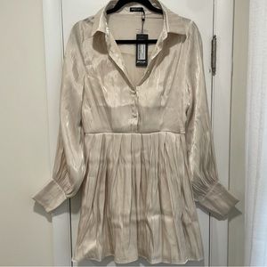 Nasty Gal NWT Champagne Lame Shirt Dress